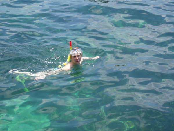 Snorkelling off the boat on our way to another island 