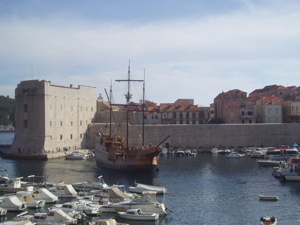 boats outside the city walls