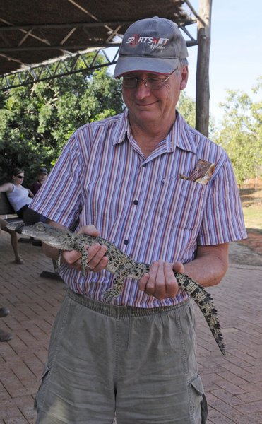 Gordon with baby crocodile