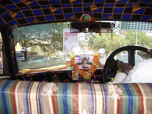 Inside a Bombay taxi