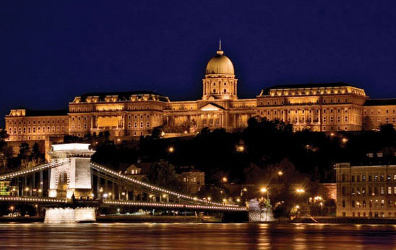Budapest Castle at night.