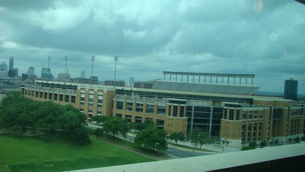 View of Memorial Stadium from the LBJ Library