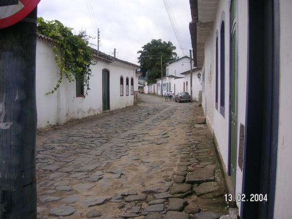 Typical cobbled Paraty street...