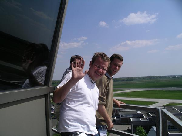 Mattias and Florian at the Air Traffic Control Tower