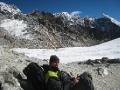 Taking a break at Cho La Pass Summit