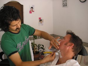 Getting a Turkish shave 