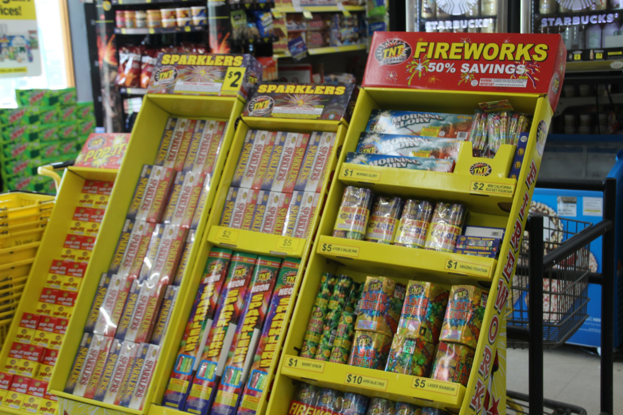 Fireworks for sale in local supermarket Dollar General Photo