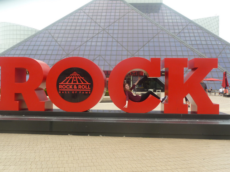 Elise out front to Rock n Roll Hall Of Fame Museum