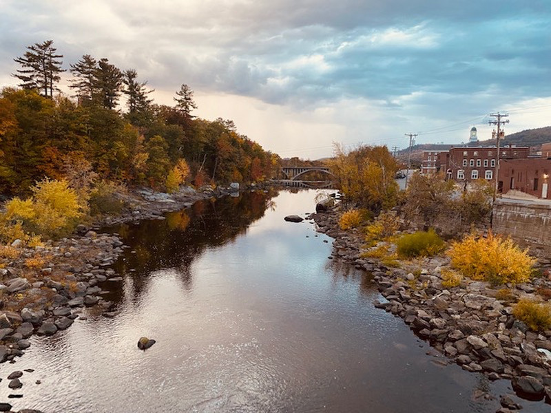 Downstream from Rumford Falls, close to sunset