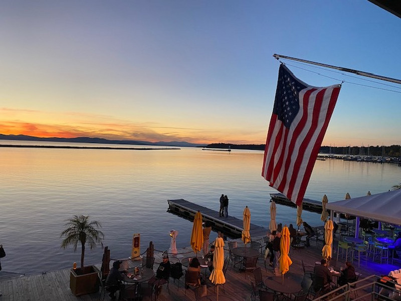 Sunset with the American Flag (always a nice photo)
