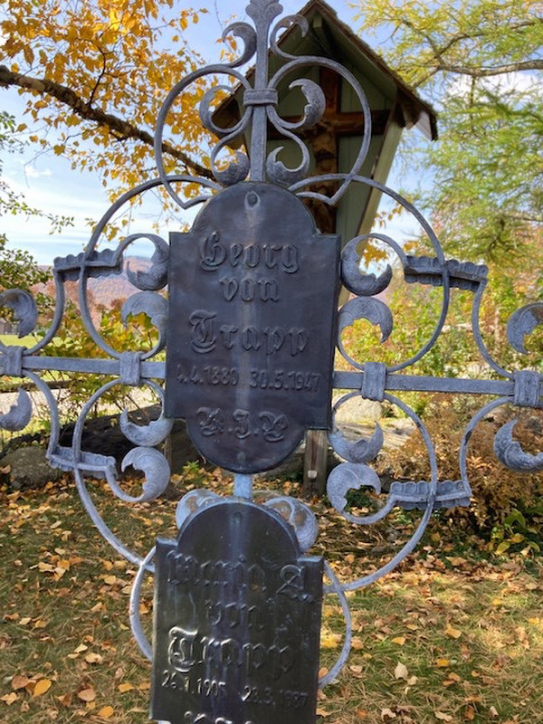 The headstones of Georg Van Trapp and Maria Von Trapp