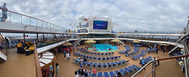 Pool deck 10 with the big TV screen