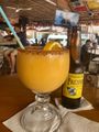 A Mango Daiquiri (small serving) and the local Pacifico Beer