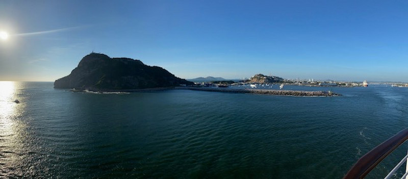 View from the back of the ship leaving Mazatlan