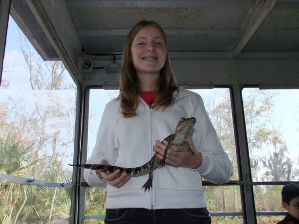 Elise holding the Alligator