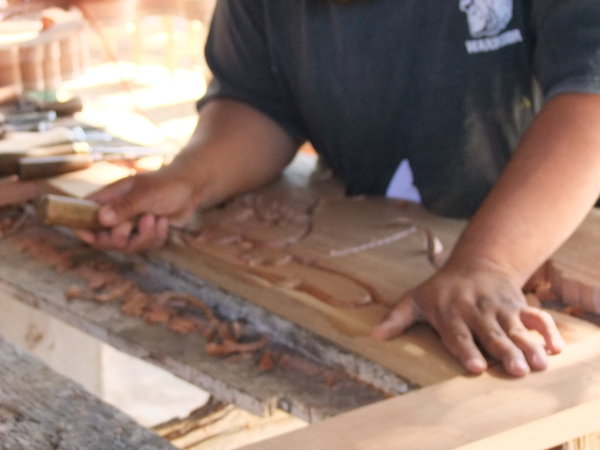 Hand carving mahogany