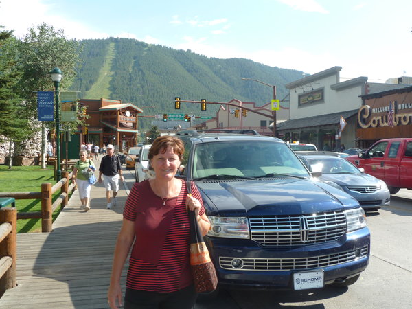 Kerry at Jackson Hole (ski run in background)