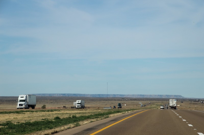 Crossing into New Mexico. Is that a mountain on the horizon