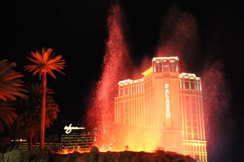Volcano erupting outside The Mirage