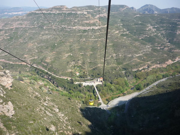 Halfway up cable car