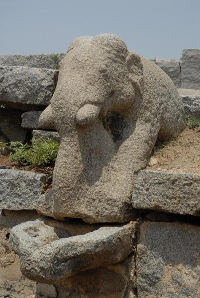 One of the few stone elephants that had not been defaced. Unfortunately a lot of the statues had been defaced over the centuries.