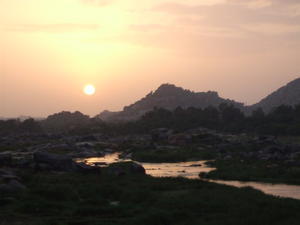 A perfect Sunset over Hampi river