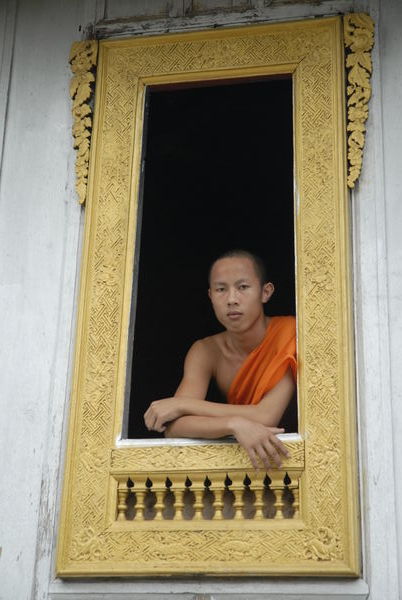 Monk in window....