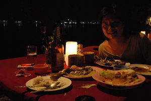 Dinner beside the Mekong...