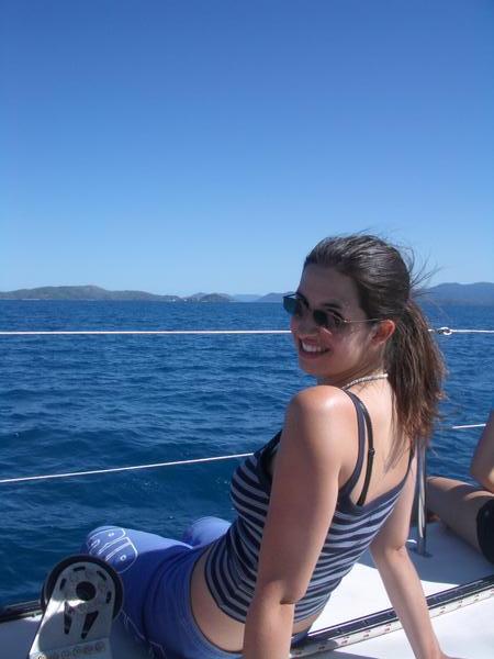 Karen on the boat
