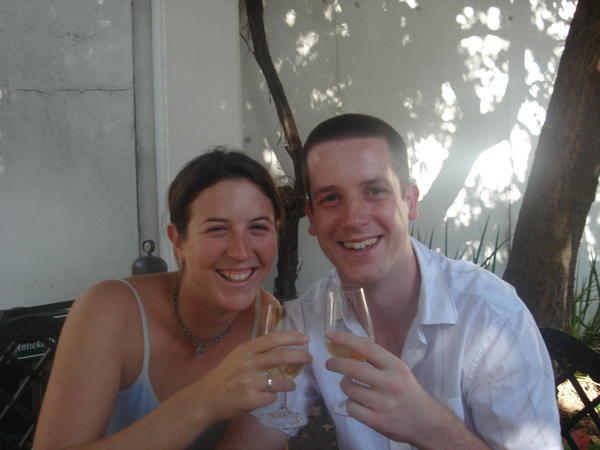 Tamsin and Paul Drinking Champagne