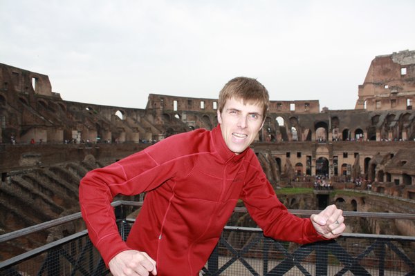 Filip posing as a gladiator
