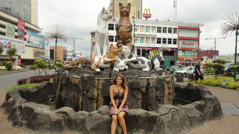 Kuching cat statues are everywhere