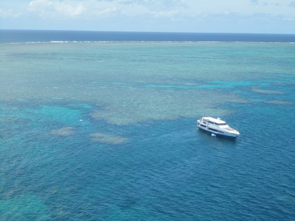 Birdseye view of our boat on the GBR
