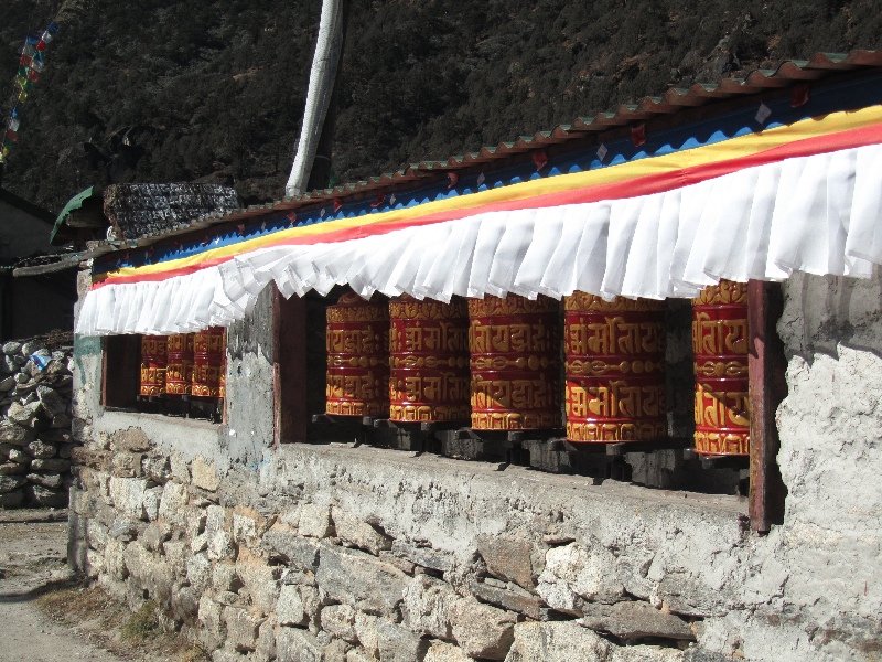 Prayer wheels at Khumjung