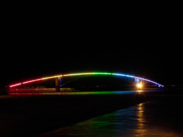 Rainbow bridge at night