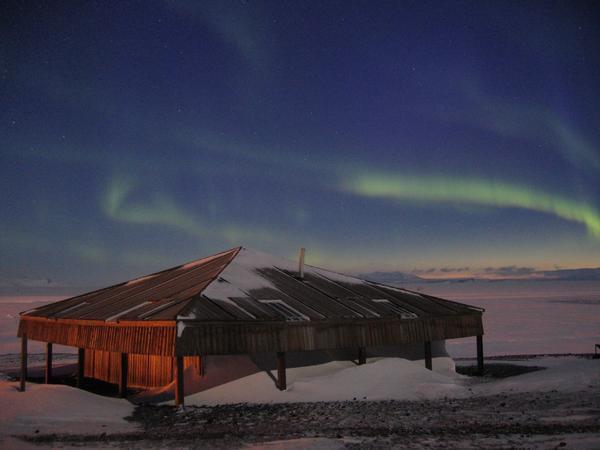 Blue Auroras and Discovery Hut