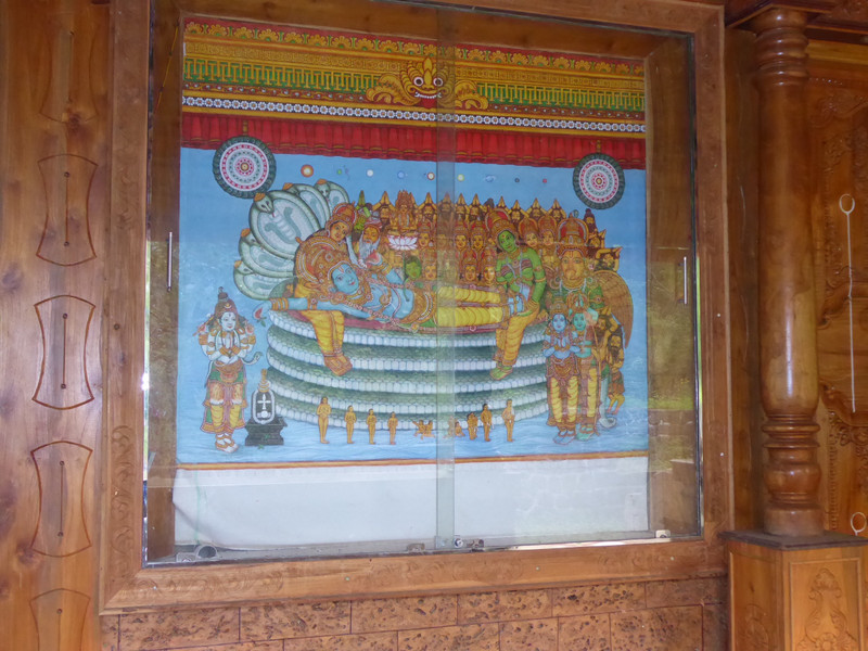 Beautiful painting of reclining Vishnu on the veranda