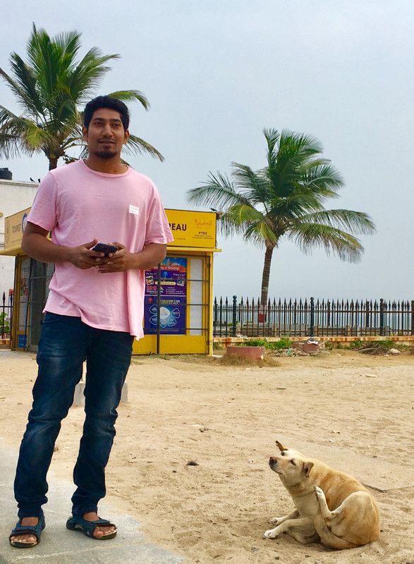 Vinod on Pondicherry Beach Where we Ended our Trip