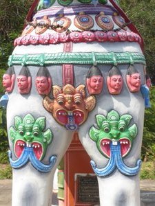 Severed Heads and Kirtimukha on temple horse at Anaikarai