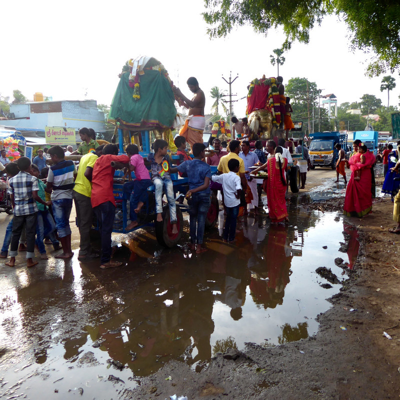 Procession and puddle