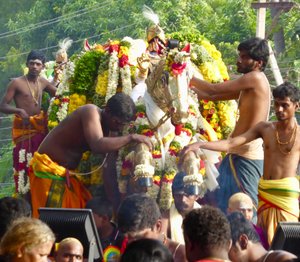 Priests attend the Deity