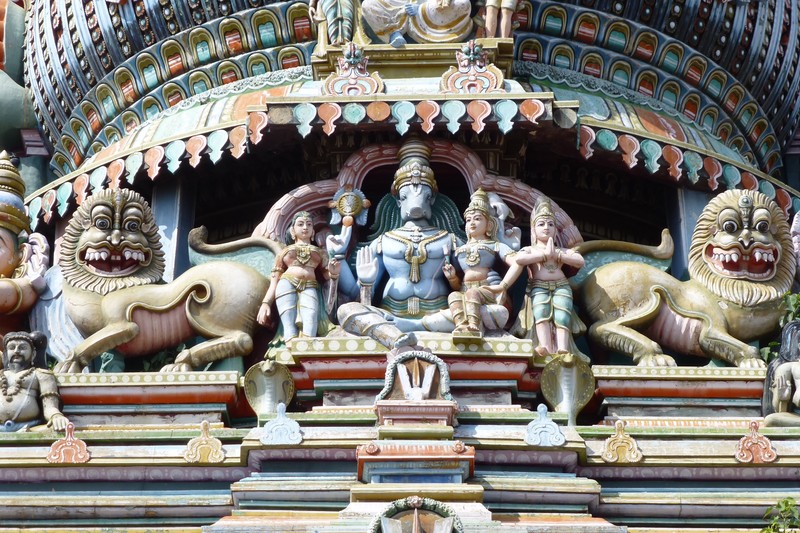 Detailed sculptures on Gopuram