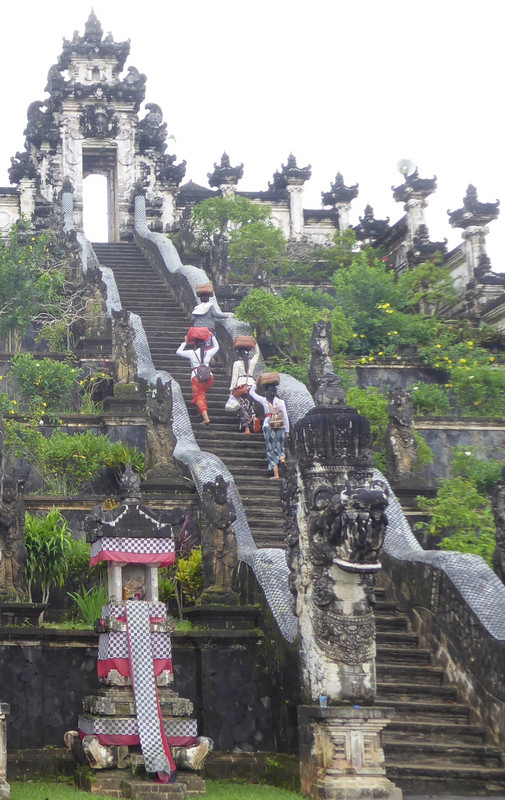 Climbing steps on lower temple