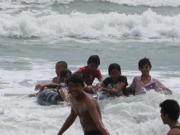 Playing in the surf