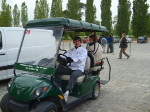 Me driving the golf buggy