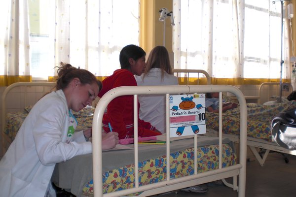 Mary Beth coloring with one of the patients