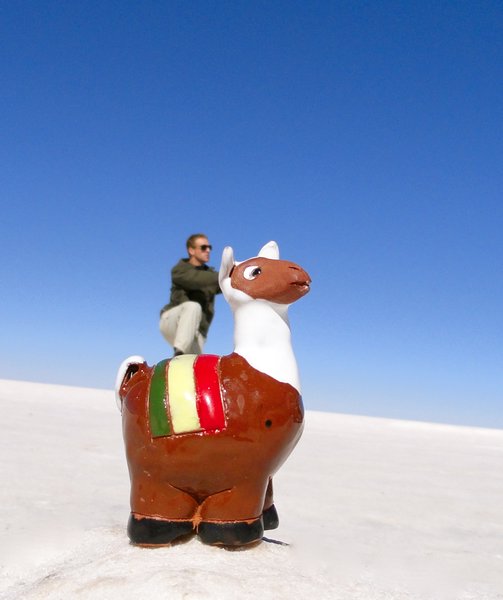 Johaan riding a llama
