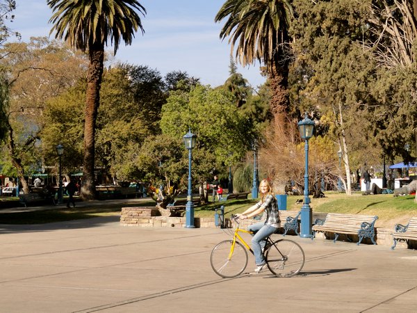 Riding bikes around the town of Mendoza