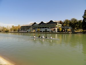 The rowing club on the lagoon