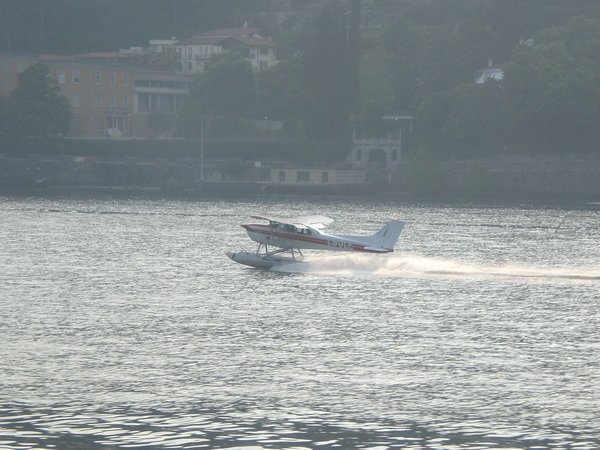 plane on the lake